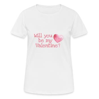 Valentinstags Geschenk / Will you be my Valentine? - Frauen T-Shirt atmungsaktiv - Weiß - Vorne - AI Model Female 172 dark (172cm)
