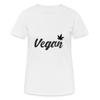 Feuille de cannabis végétalien - T-shirt respirant Femme - blanc - Devant - AI Model Female 172 dark (172cm)