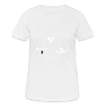 Kreislauf: Eat-Sleep-Hack Hacker Hacken 24/7 - Frauen T-Shirt atmungsaktiv - Weiß - Vorne - AI Model Female 172 dark (172cm)