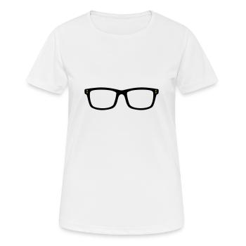 Brille - Frauen T-Shirt atmungsaktiv - Weiß - Vorne - AI Model Female 172 dark (172cm)