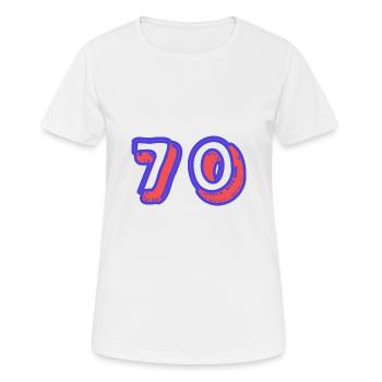 70. 70 ANS. 70e ANNIVERSAIRE. ANNIVERSAIRE 70 ANS. - T-shirt respirant Femme - blanc - Devant - AI Model Female 172 dark (172cm)