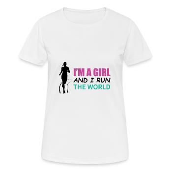 Une fille qui court - T-shirt respirant Femme - blanc - Devant - AI Model Female 172 dark (172cm)