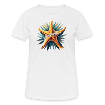 Küstendeern Seestern mit Schriftzug - Frauen T-Shirt atmungsaktiv - Weiß - Vorne - AI Model Female 172 dark (172cm)
