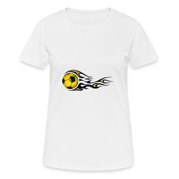 ballon football foot flamme tribal feu t - T-shirt respirant Femme - blanc - Devant - AI Model Female 172 dark (172cm)