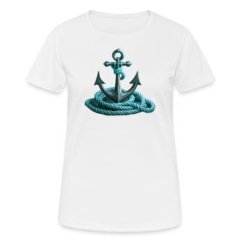 Anker mit Tau - Frauen T-Shirt atmungsaktiv - Weiß - Vorne - AI Model Female 172 dark (172cm)
