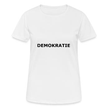 DEMOKRATIE - Frauen T-Shirt atmungsaktiv - Weiß - Vorne - AI Model Female 172 dark (172cm)
