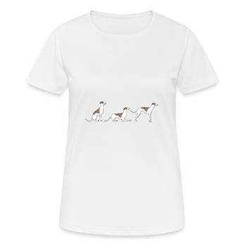 Sitz Platz Steh Whippet - Frauen T-Shirt atmungsaktiv - Weiß - Vorne - AI Model Female 172 dark (172cm)
