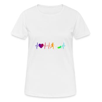 Herzschlag Geländelauf Läuferin - Canicross - Hund - Frauen T-Shirt atmungsaktiv - Weiß - Vorne - AI Model Female 172 dark (172cm)