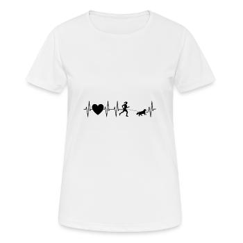 Herzschlag Geländelauf Frau - Canicross - Hund - Frauen T-Shirt atmungsaktiv - Weiß - Vorne - AI Model Female 172 dark (172cm)
