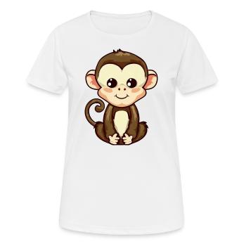 Singe assis, méditant et relaxant - T-shirt respirant Femme - blanc - Devant - AI Model Female 172 dark (172cm)