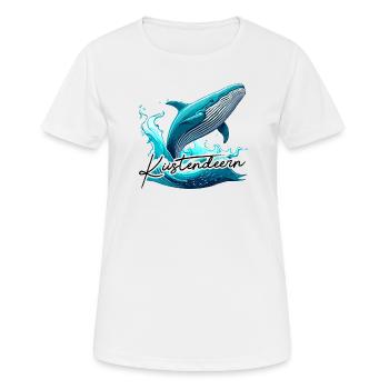 Küstendeern Wal mit Schriftzug - Frauen T-Shirt atmungsaktiv - Weiß - Vorne - AI Model Female 172 dark (172cm)