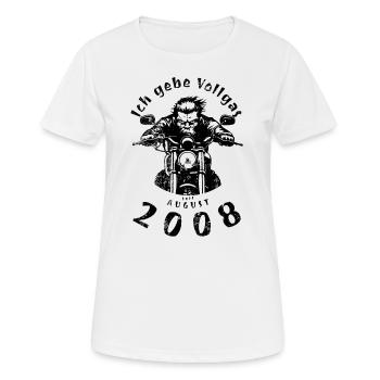 16. Geburtstag Ich gebe Vollgas seit 08/2008 - Frauen T-Shirt atmungsaktiv - Weiß - Vorne - AI Model Female 172 dark (172cm)