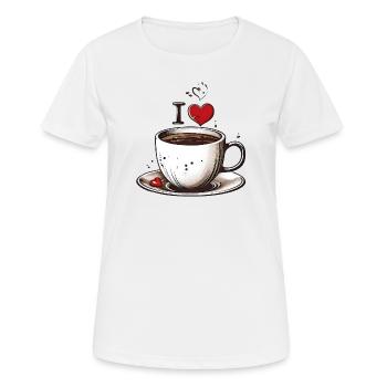 Liebevoller Kaffeegenuss - Frauen T-Shirt atmungsaktiv - Weiß - Vorne - AI Model Female 172 dark (172cm)
