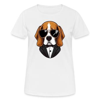 Beagle trägt Sonnenbrille - Frauen T-Shirt atmungsaktiv - Weiß - Vorne - AI Model Female 172 dark (172cm)
