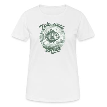 Ich will Meer - Vintage Fish - Frauen T-Shirt atmungsaktiv - Weiß - Vorne - AI Model Female 172 dark (172cm)