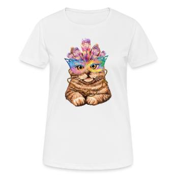 Mardi Gras Cat - Women's Breathable T-Shirt - white - Front - AI Model Female 172 dark (172cm)