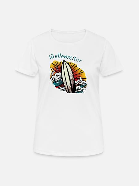 Wellenreiter - Frauen T-Shirt atmungsaktiv - Weiß
