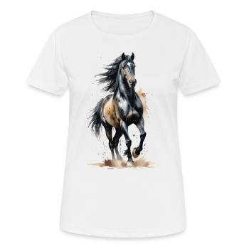 Étalon noir fringant - Aquarelle - T-shirt respirant Femme - blanc - Devant - AI Model Female 172 dark (172cm)