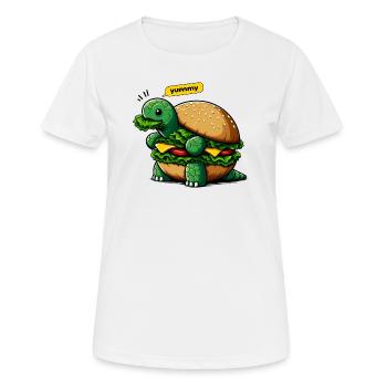 Turtle Burger Drôles D’animaux - T-shirt respirant Femme - blanc - Devant - AI Model Female 172 dark (172cm)