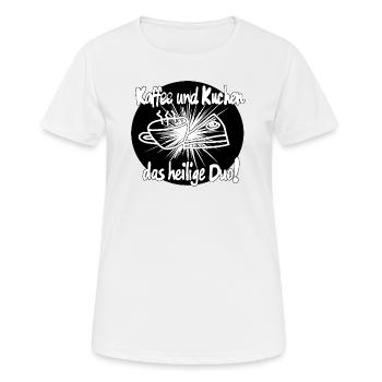 Le café et les gâteaux, c’est sacré... - T-shirt respirant Femme - blanc - Devant - AI Model Female 172 dark (172cm)