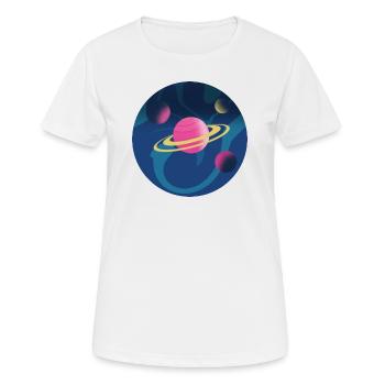 Planeten im Weltraum - Frauen T-Shirt atmungsaktiv - Weiß - Vorne - AI Model Female 172 dark (172cm)