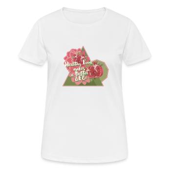 Esse gesund dann lebst Du gut - Frauen T-Shirt atmungsaktiv - Weiß - Vorne - AI Model Female 172 dark (172cm)