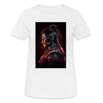 Neon Cyber Samurai Warrior #8 - Frauen T-Shirt atmungsaktiv - Weiß - Vorne - AI Model Female 172 dark (172cm)