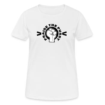 praise the pu§§y - whiskers - Women's Breathable T-Shirt - white - Front - AI Model Female 172 dark (172cm)