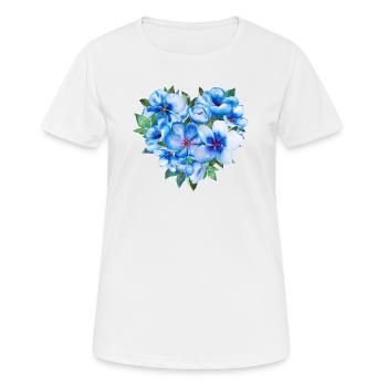 Mother's Day Heart with Blue Flowers - Women's Breathable T-Shirt - white - Front - AI Model Female 172 dark (172cm)