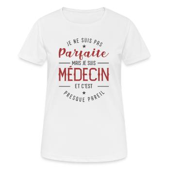 medecin parfaite cadeau femme maman médecin - T-shirt respirant Femme - blanc - Devant - AI Model Female 172 dark (172cm)
