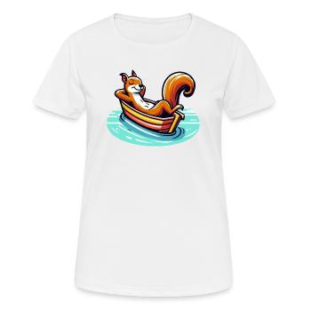 Entspanntes Eichhörnchen im Boot - Frauen T-Shirt atmungsaktiv - Weiß - Vorne - AI Model Female 172 dark (172cm)