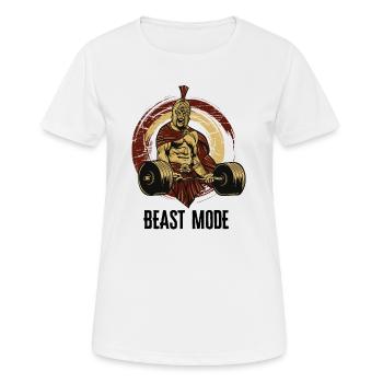 BEAST MODE Pumpen wie in Sparta - Bodybuilding - Frauen T-Shirt atmungsaktiv - Weiß - Vorne - AI Model Female 172 dark (172cm)