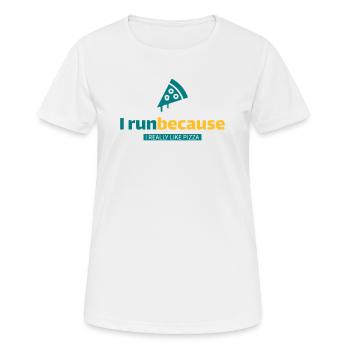 Je cours parce que j’aime beaucoup la pizza ! - T-shirt respirant Femme - blanc - Devant - AI Model Female 172 dark (172cm)