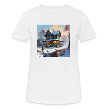 Ruhiges Winterhaus - Frauen T-Shirt atmungsaktiv - Weiß - Vorne - AI Model Female 172 dark (172cm)