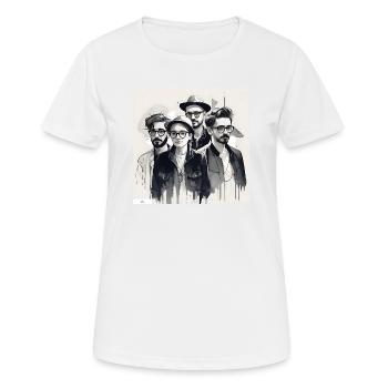 Freunde Tusche Porträt - Frauen T-Shirt atmungsaktiv - Weiß - Vorne - AI Model Female 172 dark (172cm)