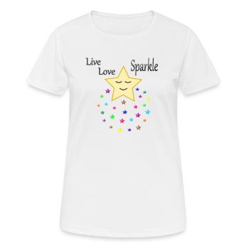 vivre l'amour scintille; vivre cher funkle; étoile; Étoiles - T-shirt respirant Femme - blanc - Devant - AI Model Female 172 dark (172cm)
