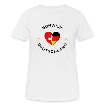Schweiz und Deutschland Herz - Frauen T-Shirt atmungsaktiv - Weiß - Vorne - AI Model Female 172 dark (172cm)