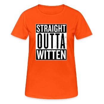 Straight outta Witten compton Rhénanie-du-Nord-Westphalie - T-shirt respirant Femme - orange néon - Devant - AI Model Female 172 dark (172cm)