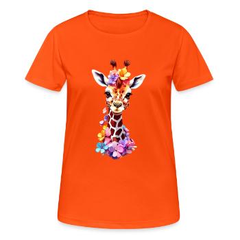 Giraffe V1 24 19 - Frauen T-Shirt atmungsaktiv - Neonorange - Vorne - AI Model Female 172 dark (172cm)