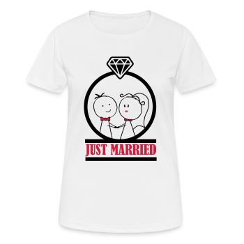 married couple just married 002 - Women's Breathable T-Shirt - white - Front - AI Model Female 172 dark (172cm)