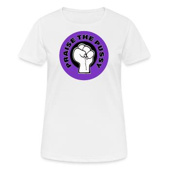 praise the pu§§y violet - Women's Breathable T-Shirt - white - Front - AI Model Female 172 dark (172cm)