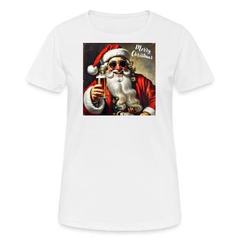 Santa Claus with sunglasses and beer glass - Women's Breathable T-Shirt - white - Front - AI Model Female 172 dark (172cm)