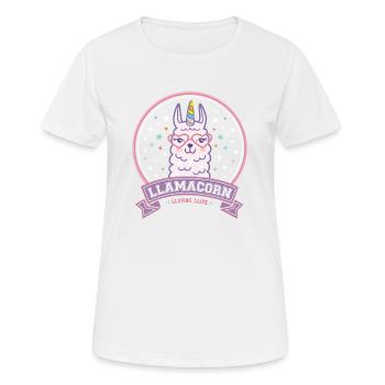 Llamacorn Lama Unicorn Alpaca pink - Women's Breathable T-Shirt - white - Front - AI Model Female 172 dark (172cm)