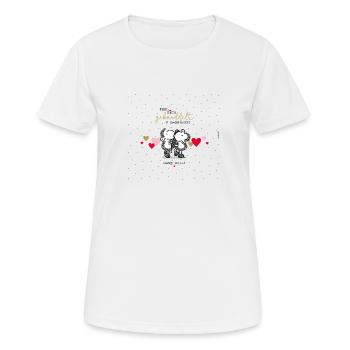 Sheepworld Fühl dich geknuddelt! One Size - Frauen T-Shirt atmungsaktiv - Weiß - Vorne - AI Model Female 172 dark (172cm)