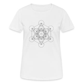Metatrons Cubes noir - T-shirt respirant Femme - blanc - Devant - AI Model Female 172 dark (172cm)