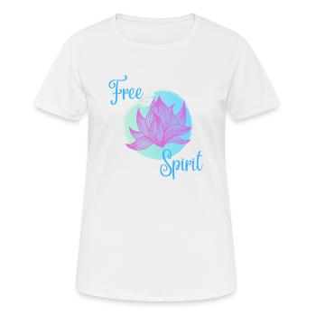 Free Spirit - Frauen T-Shirt atmungsaktiv - Weiß - Vorne - AI Model Female 172 dark (172cm)