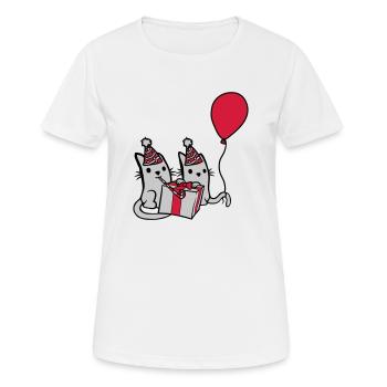 Geburtstag Katzen 2 Freunde - Frauen T-Shirt atmungsaktiv - Weiß - Vorne - AI Model Female 172 dark (172cm)
