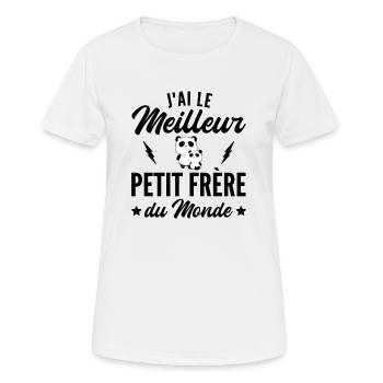 j ai le meilleur petit frère du monde - T-shirt respirant Femme - blanc - Devant - AI Model Female 172 dark (172cm)