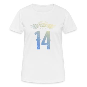 14 Zahl Krone - Frauen T-Shirt atmungsaktiv - Weiß - Vorne - AI Model Female 172 dark (172cm)