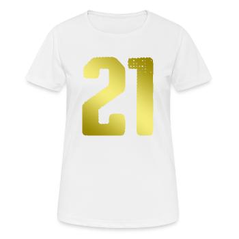 21 Maillot numéro - T-shirt respirant Femme - blanc - Devant - AI Model Female 172 dark (172cm)